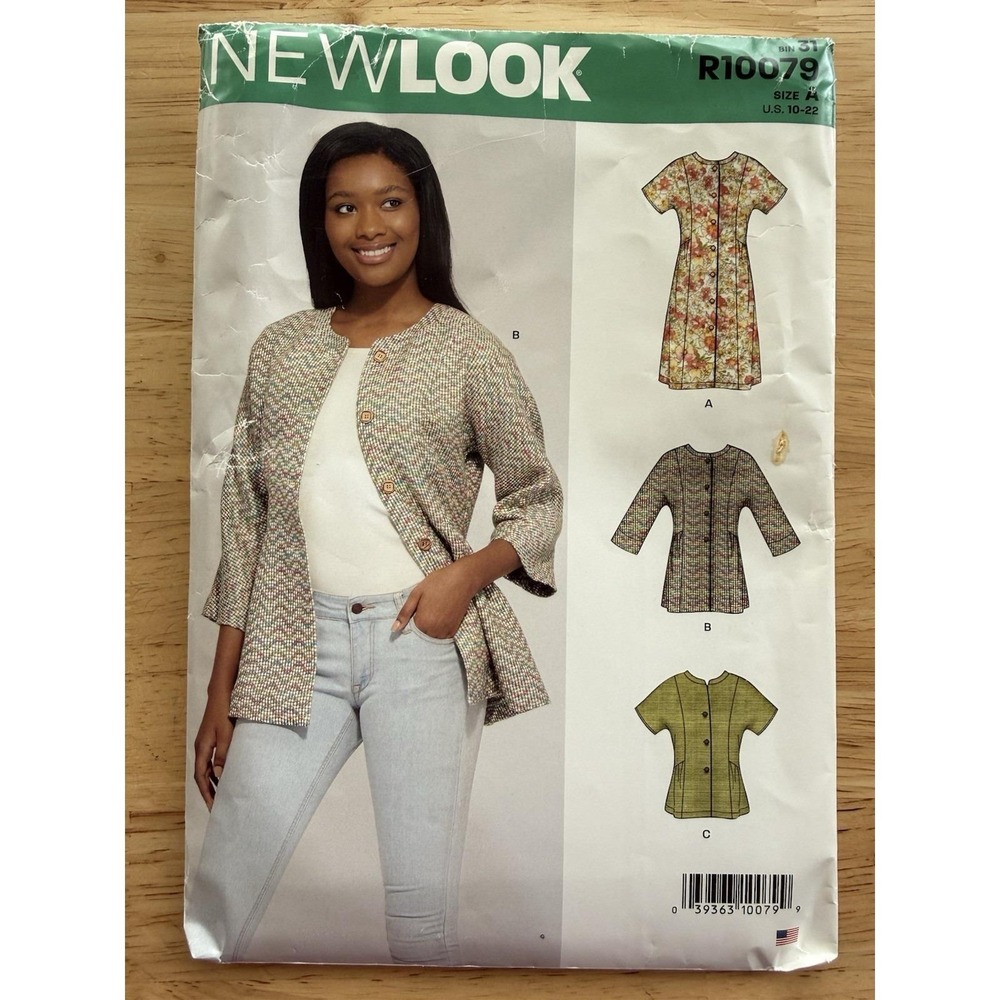 New Look Pattern R10079 Button Front‎ Mini Dress, Tunic & Top Size 10-22 UNCUT
